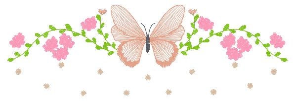 Flowers embroidery designs - Butterfly embroidery design machine embroidery pattern - Kitchen towel embroidery file - instant download pes