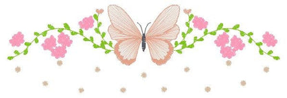 Flowers embroidery designs - Butterfly embroidery design machine embroidery pattern - Kitchen towel embroidery file - instant download pes