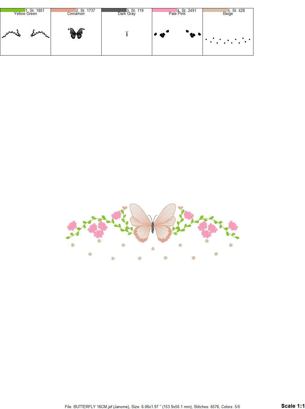 Flowers embroidery designs - Butterfly embroidery design machine embroidery pattern - Kitchen towel embroidery file - instant download pes