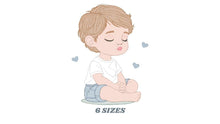 Cargar imagen en el visor de la galería, Baby boy embroidery design - Sleeping Newborn embroidery designs machine embroidery pattern - Children toddler embroidery - instant download
