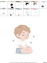 Cargar imagen en el visor de la galería, Baby boy embroidery design - Sleeping Newborn embroidery designs machine embroidery pattern - Children toddler embroidery - instant download
