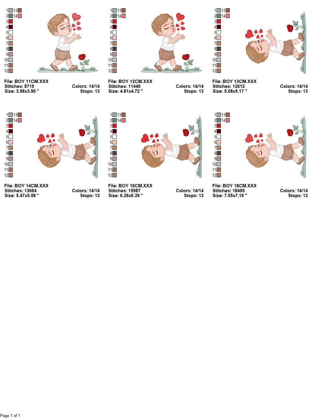 Boy blowing kisses and hearts embroidery design - Boy with flowers embroidery designs machine embroidery pattern - Instant download pes jef