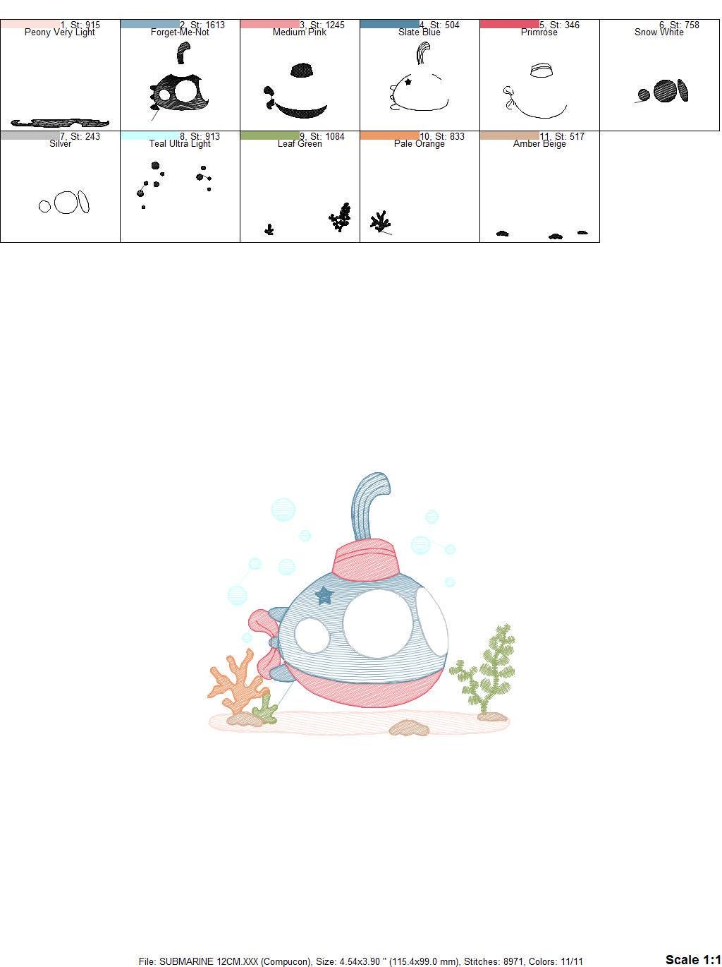 Submarine embroidery design - Baby boy embroidery designs machine embroidery pattern - Nautical ocan sea embroidery file - instant download