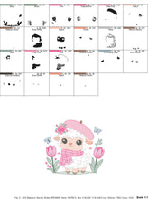 Carica l&#39;immagine nel visualizzatore di Gallery, Sheep embroidery design - Lamb embroidery designs machine embroidery pattern - Girl embroidery - sheep with scarf hat beret tulip - download
