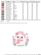 Charger l&#39;image dans la galerie, Sheep embroidery design - Lamb embroidery designs machine embroidery pattern - Girl embroidery - sheep with scarf hat beret tulip - download
