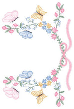 Cargar imagen en el visor de la galería, Flower Frame embroidery designs - Delicate Butterfly embroidery design machine embroidery pattern - Wreath embroidery - instant download pes
