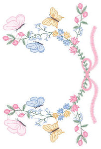 Flower Frame embroidery designs - Delicate Butterfly embroidery design machine embroidery pattern - Wreath embroidery - instant download pes