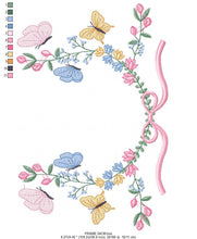 Load image into Gallery viewer, Flower Frame embroidery designs - Delicate Butterfly embroidery design machine embroidery pattern - Wreath embroidery - instant download pes
