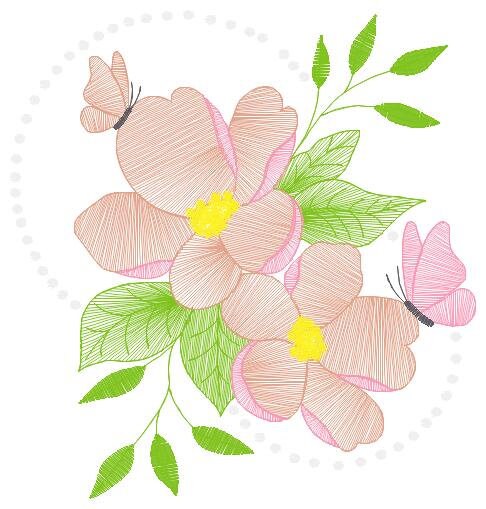 Delicate flower embroidery designs - Butterfly embroidery design machine embroidery pattern - Floral embroidery file - instant download pes