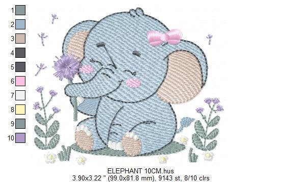 Elephant embroidery designs - Safari Animal embroidery design machine embroidery pattern - Baby girl embroidery file - instant download pes