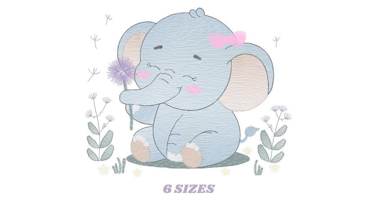 Elephant embroidery designs - Safari Animal embroidery design machine embroidery pattern - Baby girl embroidery file - instant download pes