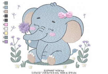 Elephant embroidery designs - Safari Animal embroidery design machine embroidery pattern - Baby girl embroidery file - instant download pes