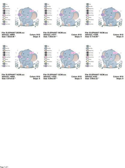 Elephant embroidery designs - Safari Animal embroidery design machine embroidery pattern - Baby girl embroidery file - instant download pes