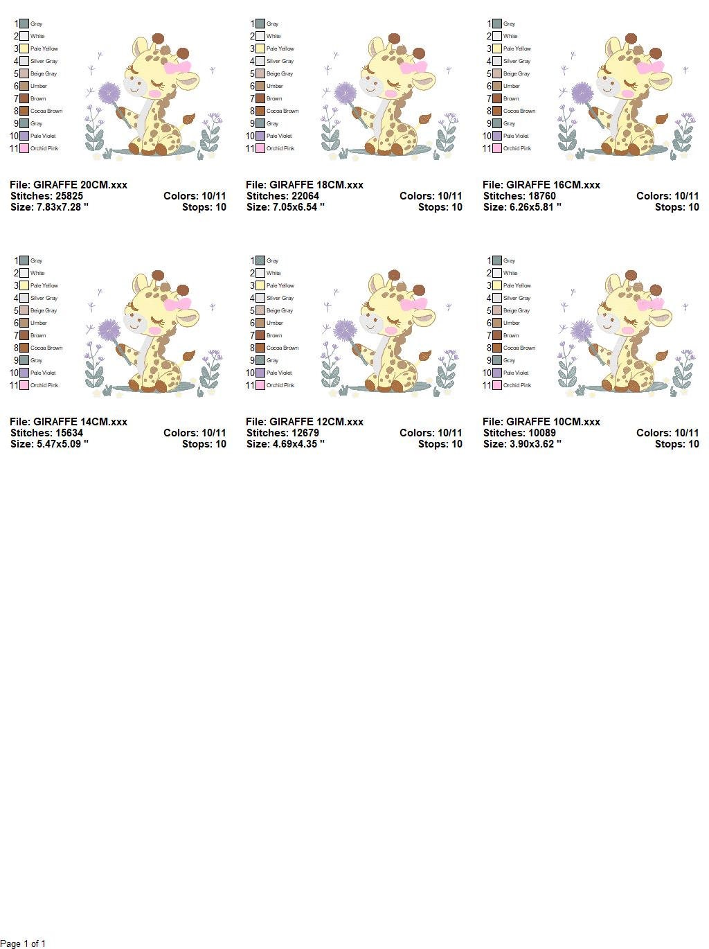 Giraffe embroidery design - Safari Animal embroidery designs machine embroidery pattern - Baby girl embroidery - Giraffe with flower lace