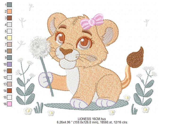 Lioness embroidery designs - Safari animal embroidery design machine embroidery pattern - Baby girl embroidery - Lion embroidery download