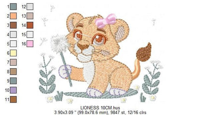 Lioness embroidery designs - Safari animal embroidery design machine embroidery pattern - Baby girl embroidery - Lion embroidery download