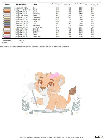 Lioness embroidery designs - Safari animal embroidery design machine embroidery pattern - Baby girl embroidery - Lion embroidery download