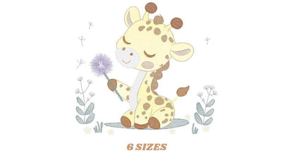 Giraffe embroidery design - Safari Animal embroidery designs machine embroidery pattern - Baby boy embroidery file - Giraffe with flower pes