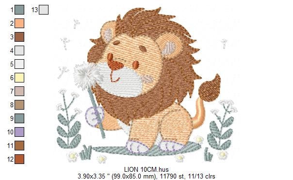 Lion embroidery designs - Safari animal embroidery design machine embroidery pattern - Baby boy embroidery - Lion with flower embroidery pes