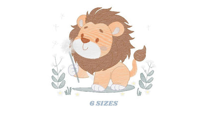 Lion embroidery designs - Safari animal embroidery design machine embroidery pattern - Baby boy embroidery - Lion with flower embroidery pes