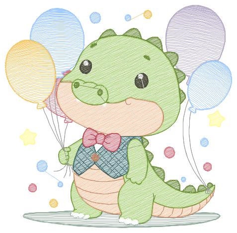 Crocodile embroidery design - Alligator embroidery designs machine embroidery pattern - Animal with balloon embroidery - instant download