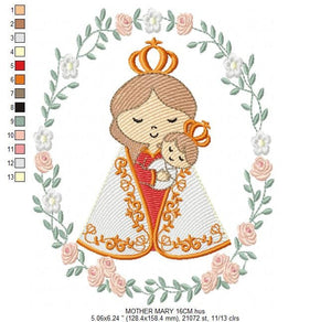 Holy Mary embroidery designs - Holy embroidery design machine embroidery pattern - Catholic embroidery file - Hail Mary religious embroidery