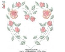 Laden Sie das Bild in den Galerie-Viewer, Heart with roses embroidery designs - Flower embroidery design machine embroidery pattern - Monogram Frame embroidery file - pes jef vip hus
