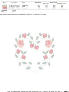 Heart with roses embroidery designs - Flower embroidery design machine embroidery pattern - Monogram Frame embroidery file - pes jef vip hus