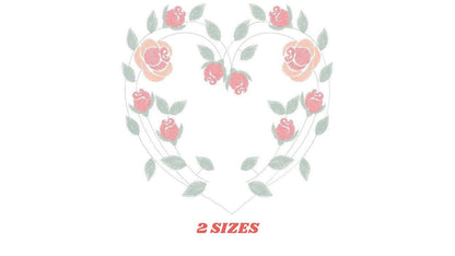 Heart with roses embroidery designs - Flower embroidery design machine embroidery pattern - Monogram Frame embroidery file - pes jef vip hus