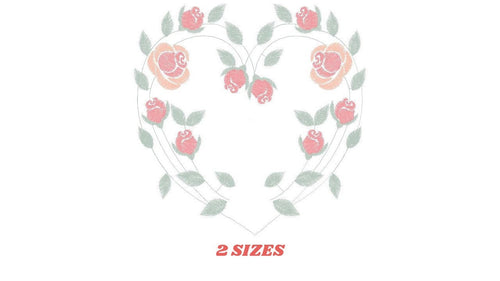 Heart with roses embroidery designs - Flower embroidery design machine embroidery pattern - Monogram Frame embroidery file - pes jef vip hus