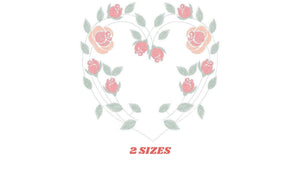 Heart with roses embroidery designs - Flower embroidery design machine embroidery pattern - Monogram Frame embroidery file - pes jef vip hus