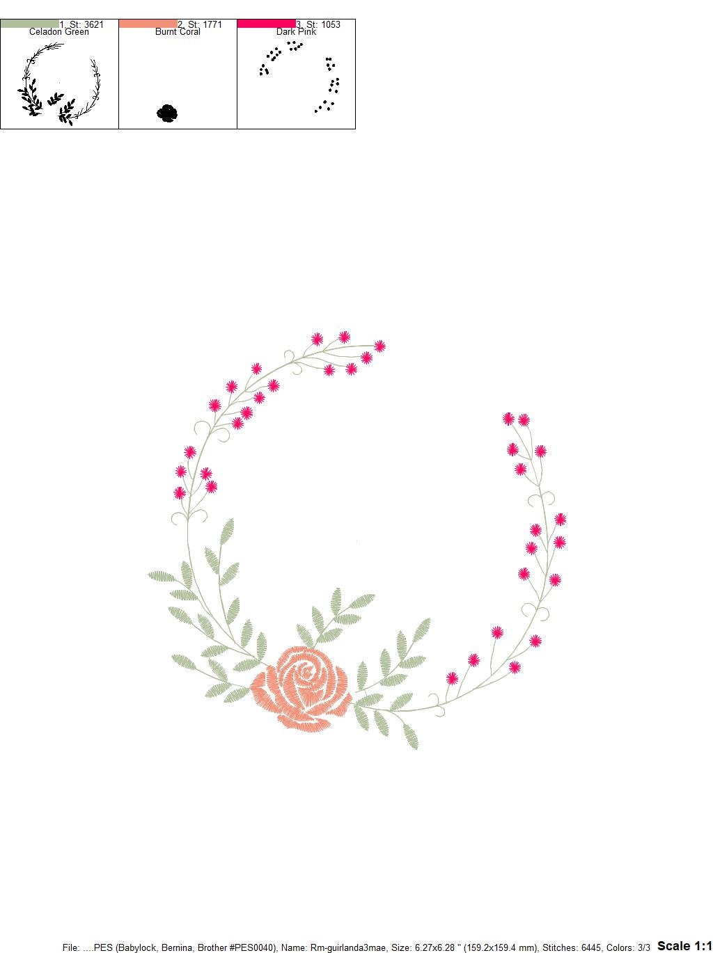Monogram Frame embroidery designs - Flower embroidery design machine embroidery pattern - Rose wreath embroidery file - instant download jef