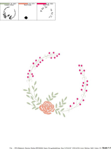 Monogram Frame embroidery designs - Flower embroidery design machine embroidery pattern - Rose wreath embroidery file - instant download jef