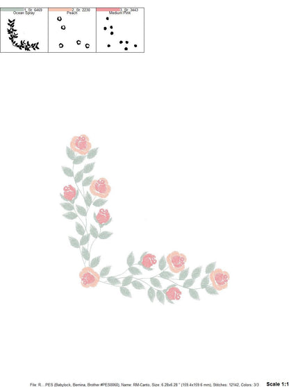 Heart with roses embroidery designs - Flower embroidery design machine embroidery pattern - Monogram Frame embroidery file - pes jef vip vp3