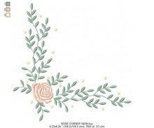 Load image into Gallery viewer, Rose Corner embroidery designs - Flower embroidery design machine embroidery pattern - Monogram Frame embroidery file - instant download pes
