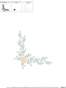 Rose Corner embroidery designs - Flower embroidery design machine embroidery pattern - Monogram Frame embroidery file - instant download pes