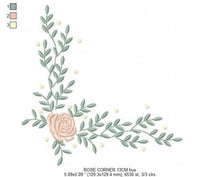 Load image into Gallery viewer, Rose Corner embroidery designs - Flower embroidery design machine embroidery pattern - Monogram Frame embroidery file - instant download pes
