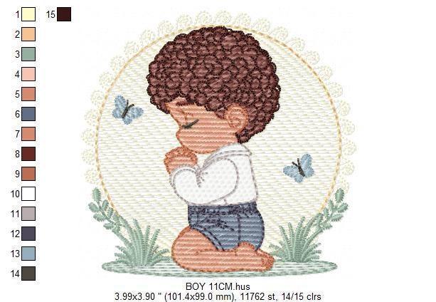 Praying boy embroidery designs - Baby boy embroidery design machine embroidery pattern - Catholic embroidery file - instant download pes jef