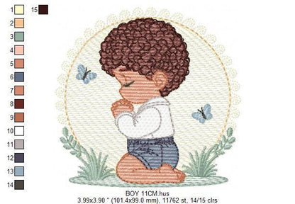 Praying boy embroidery designs - Baby boy embroidery design machine embroidery pattern - Catholic embroidery file - instant download pes jef