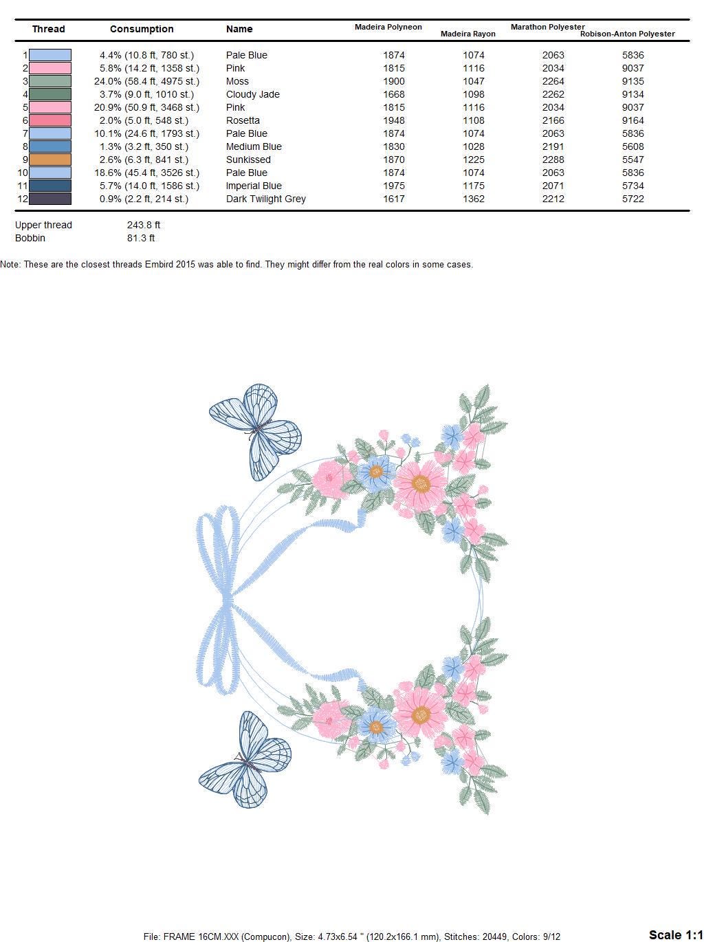 Flower Frame embroidery designs - Delicate Butterfly embroidery design machine embroidery pattern - Wreath embroidery - instant download pes