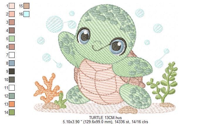 Turtle embroidery design - Sea Ocean animal embroidery designs machine embroidery pattern - Baby boy embroidery file - Instant download pes