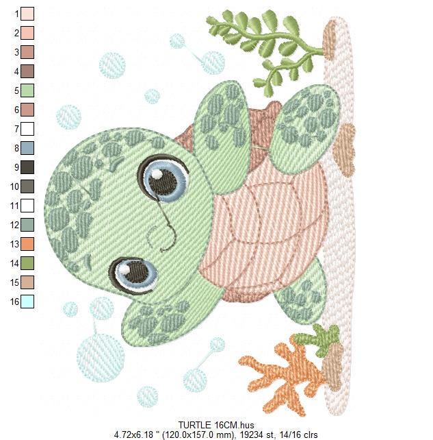 Turtle embroidery design - Sea Ocean animal embroidery designs machine embroidery pattern - Baby boy embroidery file - Instant download pes