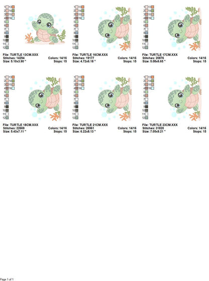 Turtle embroidery design - Sea Ocean animal embroidery designs machine embroidery pattern - Baby boy embroidery file - Instant download pes