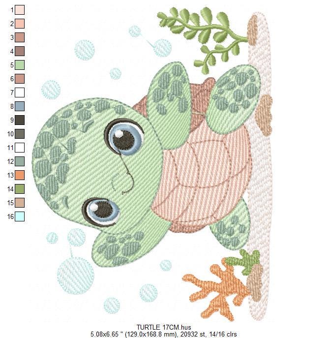 Turtle embroidery design - Sea Ocean animal embroidery designs machine embroidery pattern - Baby boy embroidery file - Instant download pes