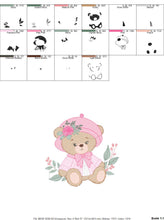 Charger l&#39;image dans la galerie, Female Bear embroidery designs - Baby girl embroidery design machine embroidery pattern - Bear with lace and dress embroidery file pes jef
