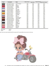 Load image into Gallery viewer, Girl with bike embroidery designs - Baby Girl embroidery design machine embroidery pattern - Scooter embroidery file - Motorcycle Chopper
