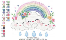 Load image into Gallery viewer, Cloud embroidery design - Rainbow embroidery designs machine embroidery pattern - Rainbow with flowers embroidery file - instant download
