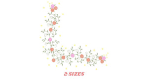 Flower Corner embroidery designs - Roses Frame embroidery design machine embroidery pattern - Roses corner embroidery - instant download jef