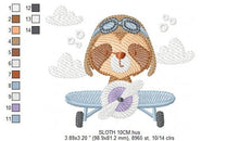 Charger l&#39;image dans la galerie, Airplane embroidery designs - Sloth Pilot embroidery design machine embroidery pattern - Baby boy embroidery file - digital download pes jef
