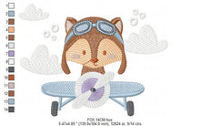 Load image into Gallery viewer, Plane embroidery designs - Fox Pilot embroidery design machine embroidery pattern - Fox Pilot aviator - Baby boy embroidery file download
